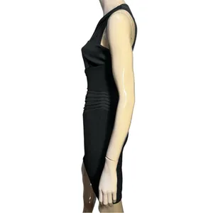 Reiss Women’s Size 4 Black Satin Sleeveless Asymmetrical Sheath Dress thumbnail 4