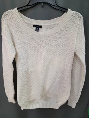 NWT Womens Gap Cream Off White Metallic Pullover Wool Sweater XS BB25 (1) thumbnail 1