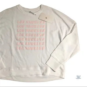 Fabletics White Pink Sweatshirt Size Med NWT thumbnail 3