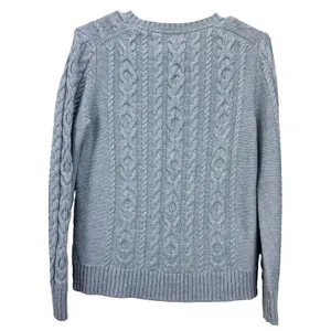 LL Bean GRAY Double L Mixed Cable Cotton Crew Neck Pullover Sweater SMALL PETITE Size undefined thumbnail 7