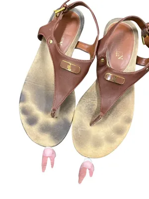 Ralph Lauren Lauren Kacy womens brown faux leather thong sandals sz 7.5B SK10663 thumbnail 10