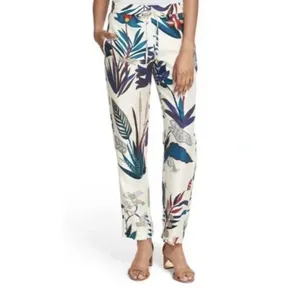 Tory Burch Women’s Sz 12 Adele Pant NWT 100% Silk, Floral, Resort Vacation Boho thumbnail 2