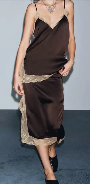 Zara ZW COLLECTION satin lace skirt‎ thumbnail 1
