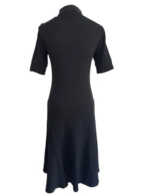 Lauren Ralph Lauren Lillianna Dress in Black Large Womens Midi Knit Ribbed Polo thumbnail 9