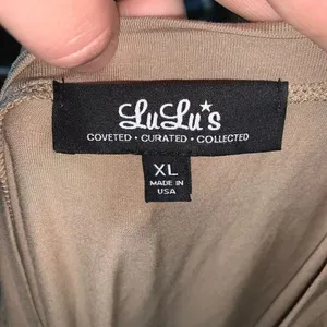 Lulu’s tan lace up front knit short sleeve Bikercore shirt thumbnail 3