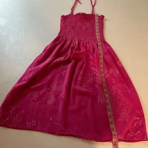 Cabali Hot Pink Smocked Midi Sundress Size M | Hawaiian Floral Beach Dress thumbnail 6