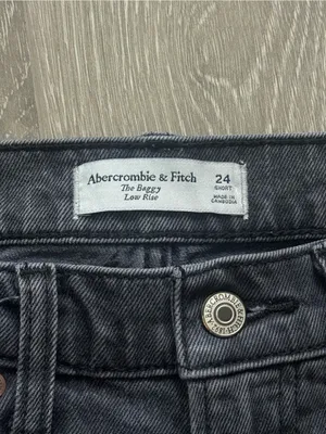 Abercrombie & Fitch Baggy Low Rise Jeans Gray Size 24 Short Distressed Hem thumbnail 6