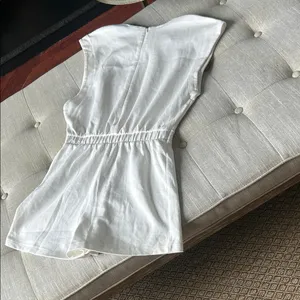 Zara White Cotton Blend Sleeveless Romper One Piece Size Medium thumbnail 7