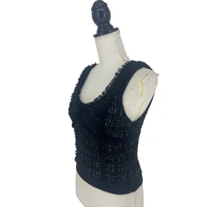 SIMKHAI‎ Metallic Boucle Tweed Bustier Top Black Medium thumbnail 5