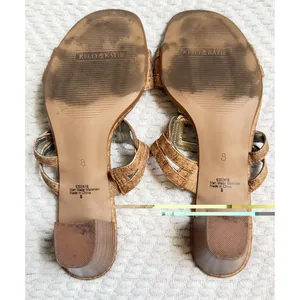 kelly and katie Women's cork textured twisted block heel Slip On sandals Size‎ 8 thumbnail 7