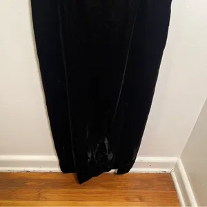 Vintage Maggy London Women's Size 8 Velvet Midi Dress Black Short Sleeve Slit thumbnail 3