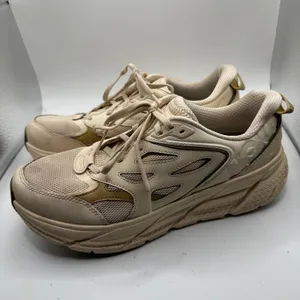 Hoka One One Clifton Athletics Beige Running Shoes Sneakers‎ US 10 vanilla wheat thumbnail 1