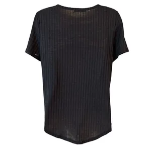 Storybuk Knit Small Ladies Navy Ribbed Short Sleeve Top thumbnail 3