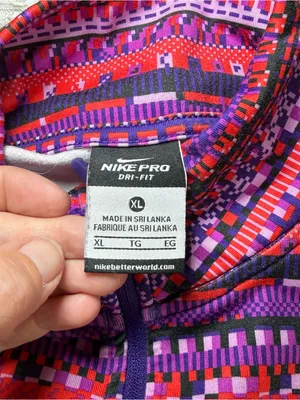 Nike Pro Dri-FIT Womens XL Half Zip Pullover Pink Purple Geometric Stripe Top thumbnail 7