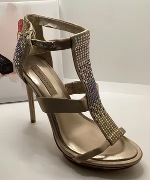 BCBGMaxAzria Beige Embellished High Heel Sandals. 7.5 thumbnail 1