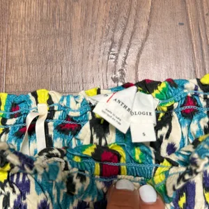 Anthropologie Smocked Tube Top Small Teal Abstract Ikat‎ Print Strapless Bodice thumbnail 4