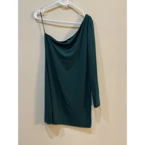 NEW Reformation Yara Asymmetrical Body-Con Minidress In Emerald Size Large thumbnail 3