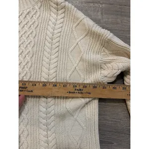 J.Crew Women's Small Cream Mock Neck Sweater Cableknit Knit Pullover Classic thumbnail 4