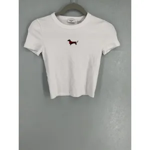 Sunday Best Aritzia Womens Dachshund Ribbed Baby Tee White 2XS thumbnail 2