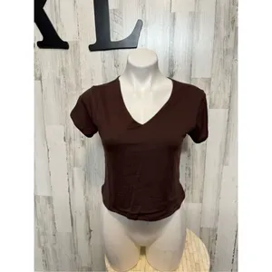 Brown v neck top thumbnail 4