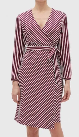 Banana Republic Brown Stripe Faux Wrap Career Office‎ Midi Dress Size 6 thumbnail 1