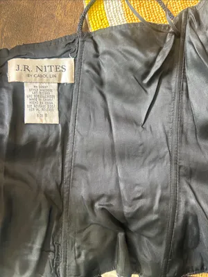 J.R. Nites By Carol Lin Vintage Black Beaded Corset Cropped Top Size 8 thumbnail 8