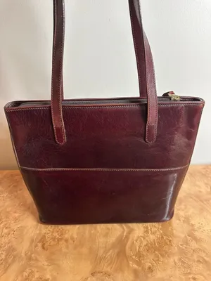 Vintage Brahmin Reddish Brown Leather Shoulder Tote Bag Made in USA thumbnail 5