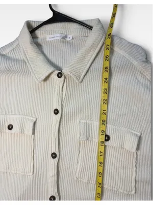 Women's Altar'd State White Waffle Knit Button Down Shirt Size M thumbnail 5