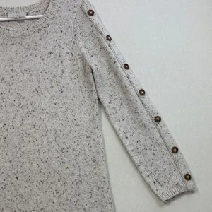 LOFT Heather Gray Long Sleeve Dress with Button Details thumbnail 4