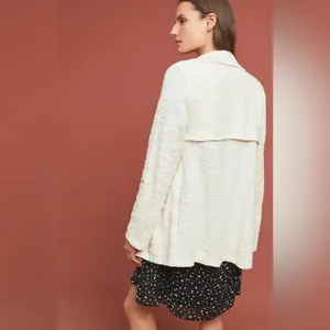 Anthropologie‎ Cream Dolan Left Coast Gwyneth Jacket Size Large Boucle Tweed thumbnail 4
