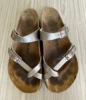 Birkenstock Silver Strappy Sandals thumbnail 1