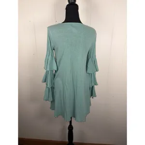 Free People Beach Seashore Mini Dress Women Xs Green Mint Ruffle‎ Sleeve Boho thumbnail 2