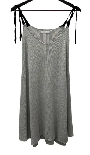 Zara Gray Ribbed Knit Dress V Neck Size Medium thumbnail 1