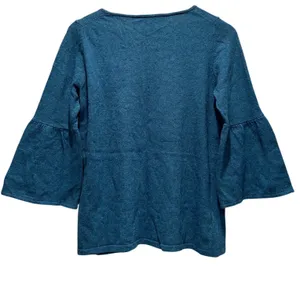 Loft Flounce Sleeve Knit Top‎ Wool Blend Medium Teal Shirt NWT thumbnail 2