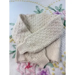 West of Melrose‎ Cream Cable Knit Balloon Sleeve Sweater Ivory XS Honeycomb thumbnail 9