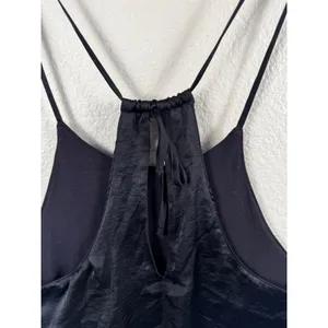 Abercrombie‎ & Fitch Bodysuit Women Medium Black Satin Halter Strappy Sleeveless thumbnail 4