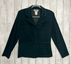 American Vintage Vintage 90s Y2K DBY Green Suede Notched Collar Button Blazer 7/8 thumbnail 1