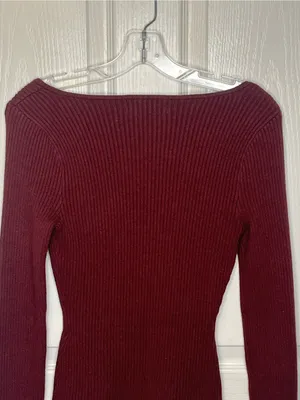 Abercrombie & Fitch Sz M Bodysuit Sweater Sweetheart Neckline Maroon thumbnail 8