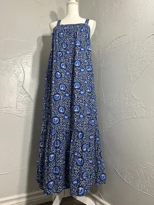 Old Navy Blue Floral Tie-Back Maxi Dress thumbnail 7