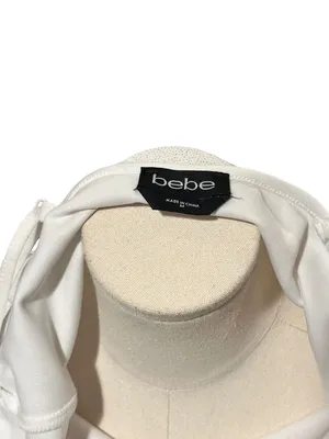 bebe White Sparkly Glitter Cowl Neck Maxi Slip Dress with Slit Size Medium thumbnail 6