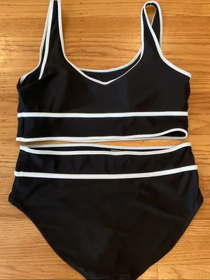 Old Navy Black Bikini Set with White Trim, XL thumbnail 6