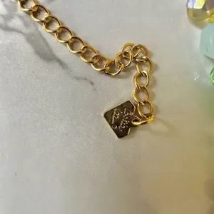 Cookie Lee green glass bead crystal leaf pendant necklace thumbnail 9