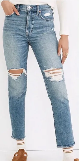 Madewell The Perfect Vintage Jean Distressed in Blue Wash Size 26 thumbnail 1