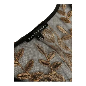 Haute Monde Kimono Duster Robe Jacket Women Size L Bronze Embroidery Boho Retro thumbnail 12
