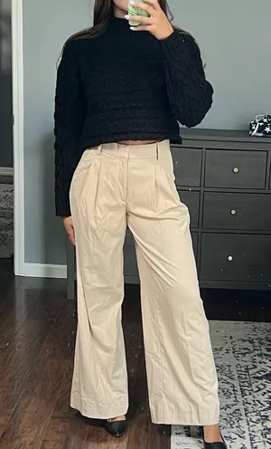 Cropped Cable Knit Turtleneck Black thumbnail 2