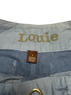 💙 Louie Size 2 Linen Wide Leg Crop‎ Pants Blue Relaxed Fit 33” Waist 💙 thumbnail 4