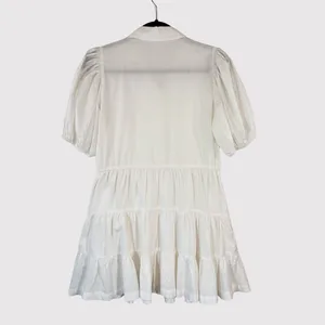 Abercrombie Fitch Dress White Puffed Poplin Mini Tiered Shirtdress Small Petite thumbnail 2