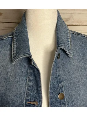 Evereve Luka light-medium wash oversized utility button front denim vest XS thumbnail 3