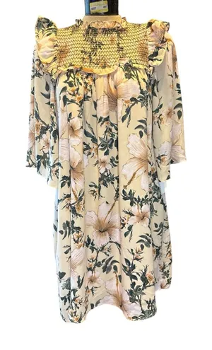Happy x Nature Kate Hudson Smocked Floral Knee Length Dress‎ NWT Boho Small thumbnail 1