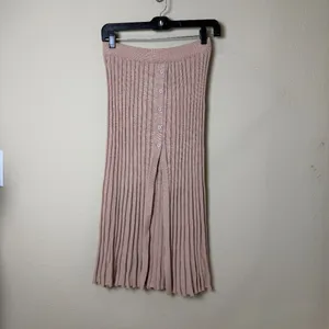 CIDER Neutral Nude Cream Midi Long Pleated Skirt New with Tags Size Small thumbnail 2